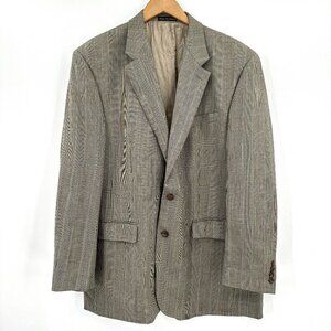 Ralph Lauren Vintage Brown Glen Plaid Wool Double Button Lined 46L Blazer Jacket